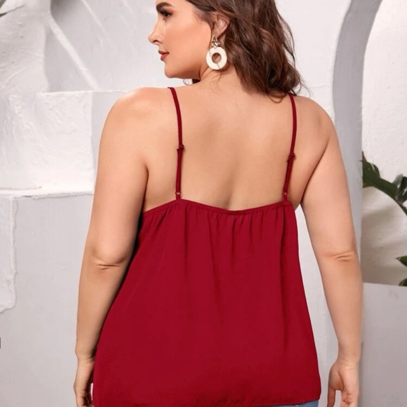 Lace v neck cami tank top navy blue Boho minimalist business casual - Picture 9 of 9